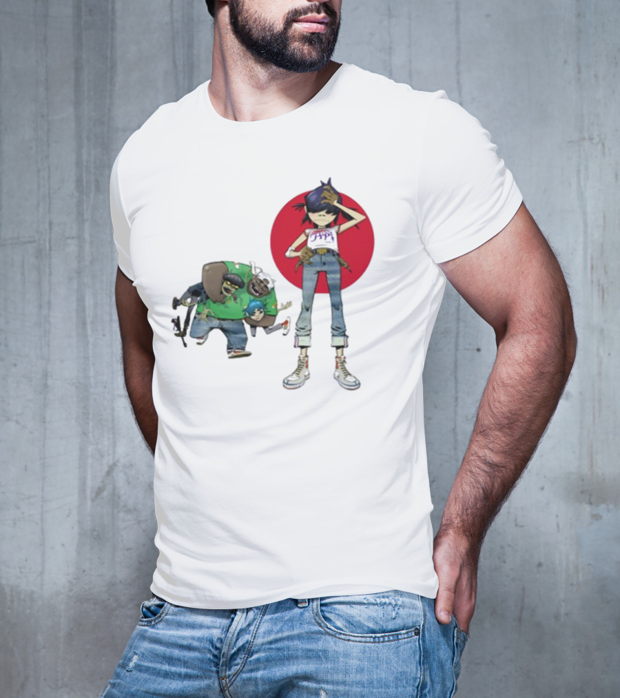 Gorillaz Invisible Sun Japanese Red Circle Band Members T-Shirt