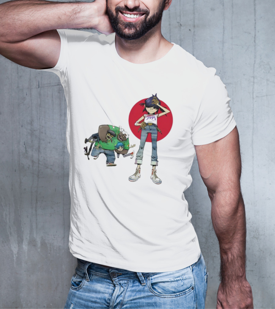 Gorillaz Invisible Sun Japanese Red Circle Band Members T-Shirt