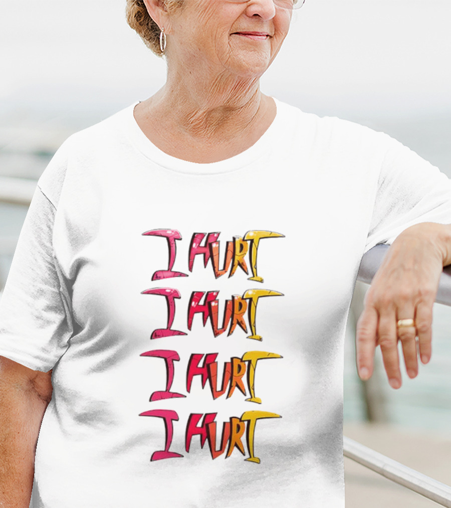 I HURT Multicolor Graffiti Text Art T-Shirt