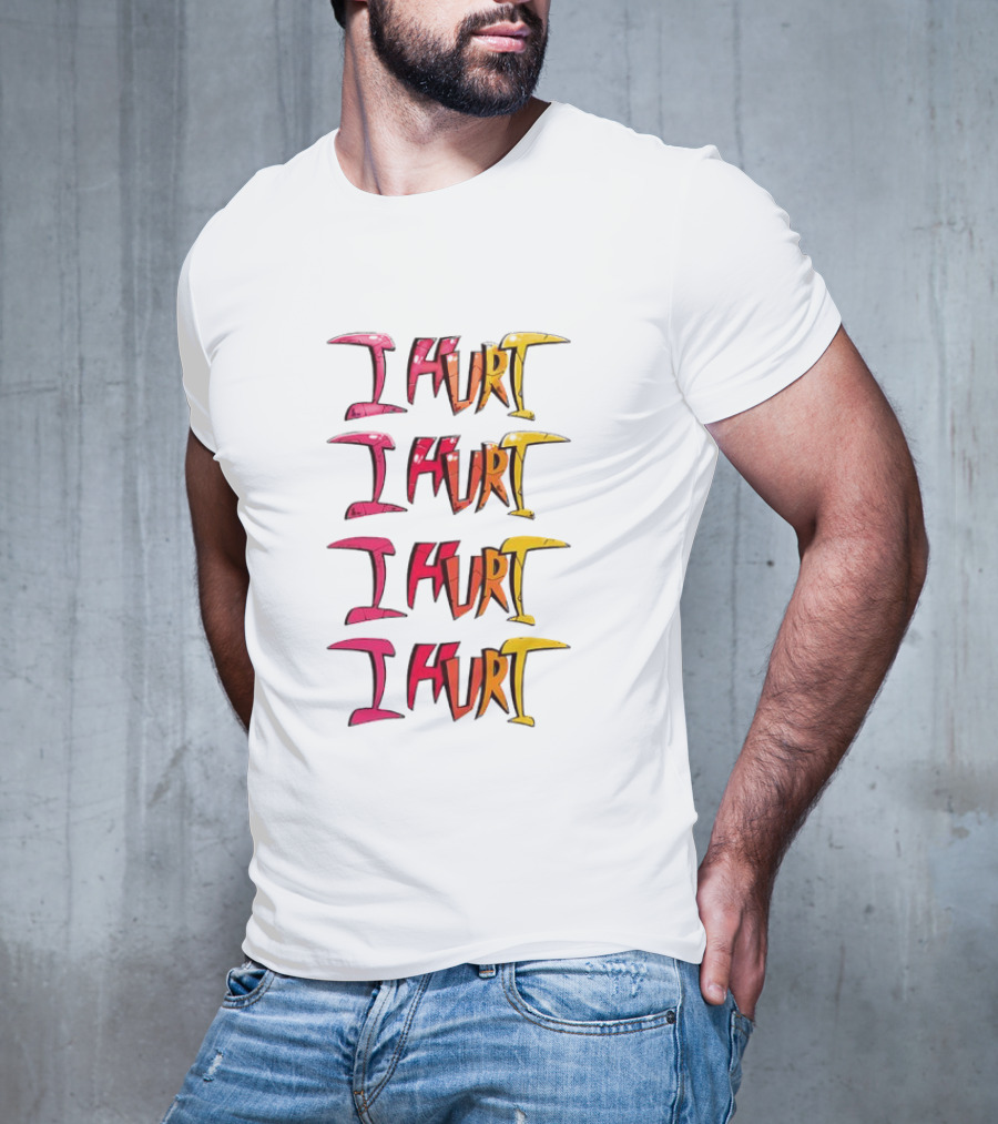I HURT Multicolor Graffiti Text Art T-Shirt