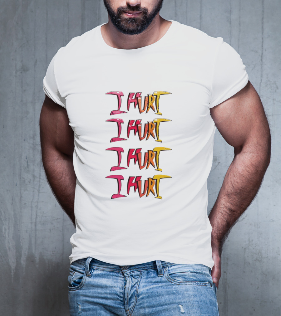I HURT Multicolor Graffiti Text Art T-Shirt