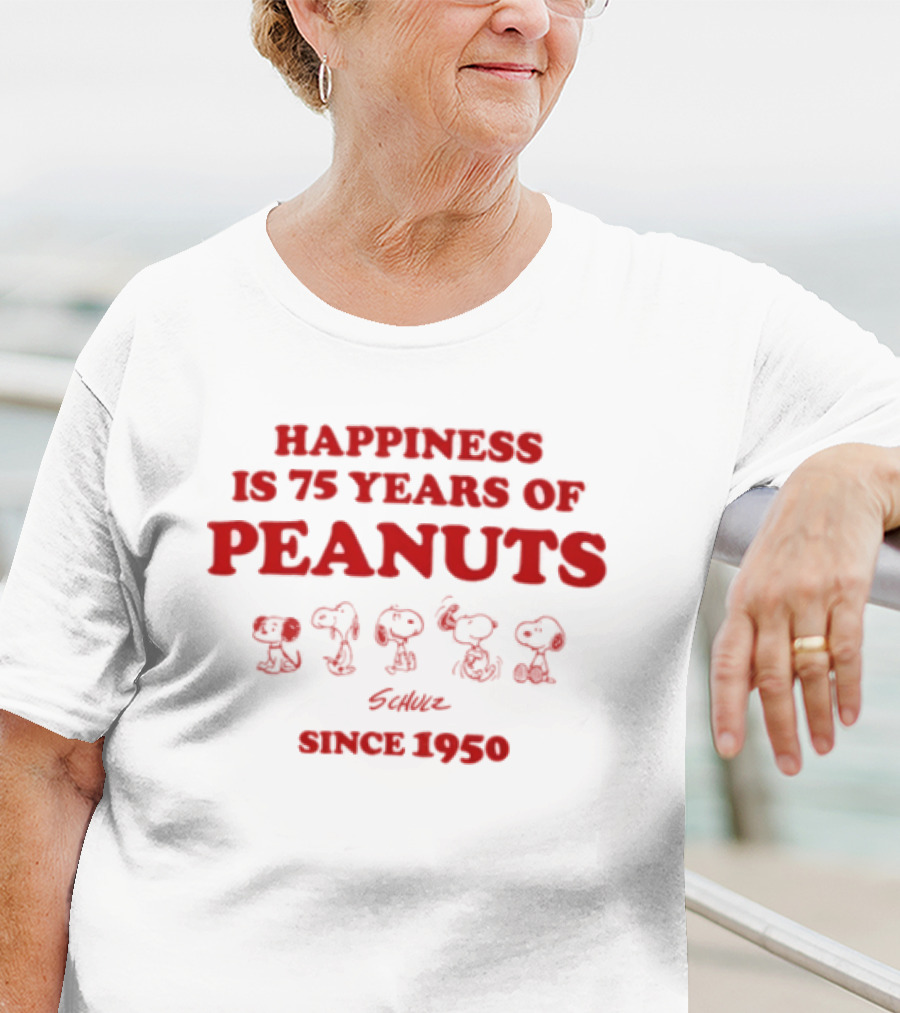 Happiness Is 75 Years Of Peanuts Characters Together Since 1950 T-Shirt