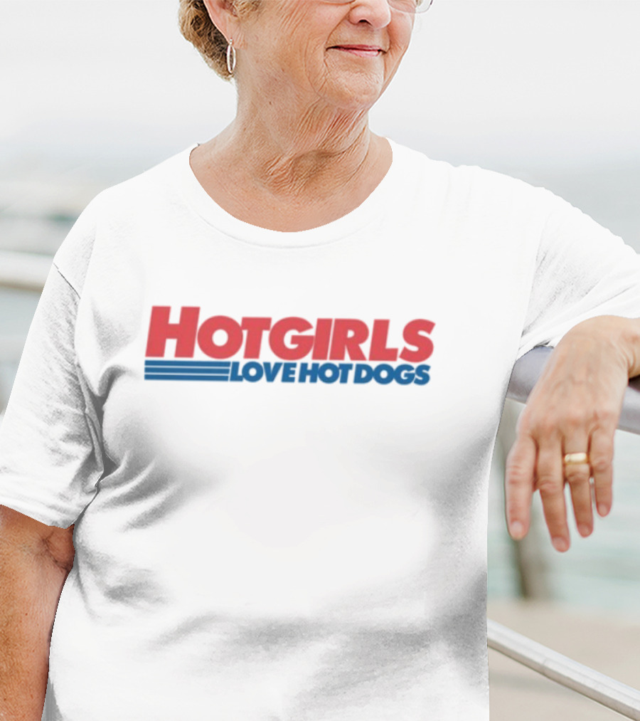 Hot Girls Love Hot Dogs Retro Style Bold Text T-Shirt