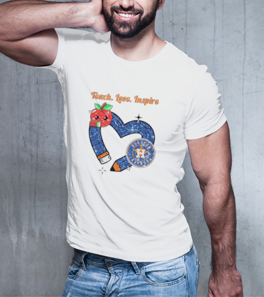 Teach Love Inspire Houston Astros Apple Heart T-Shirt
