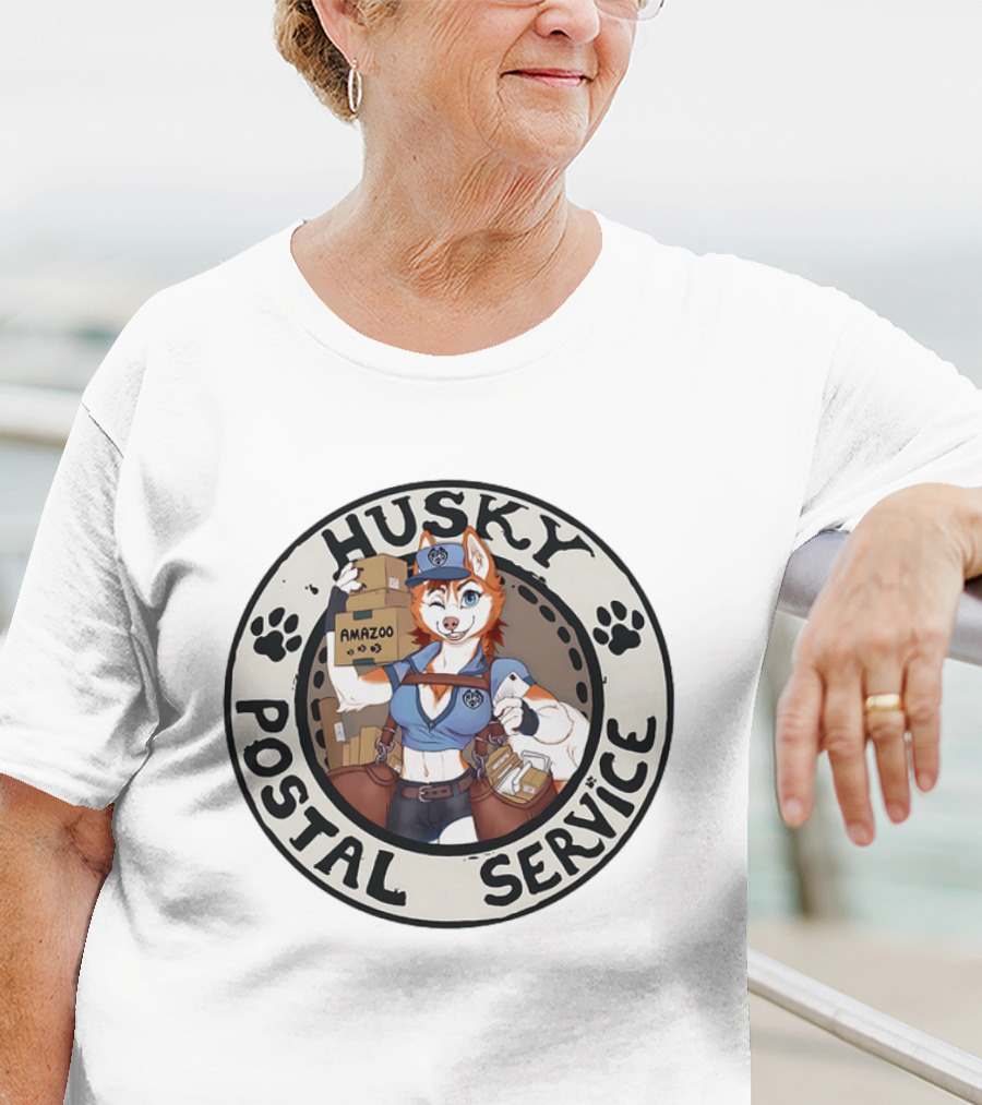 Husky Postal Service Amazoo Paw Print Circle T-Shirt