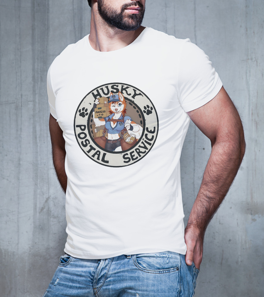 Husky Postal Service Amazoo Paw Print Circle T-Shirt
