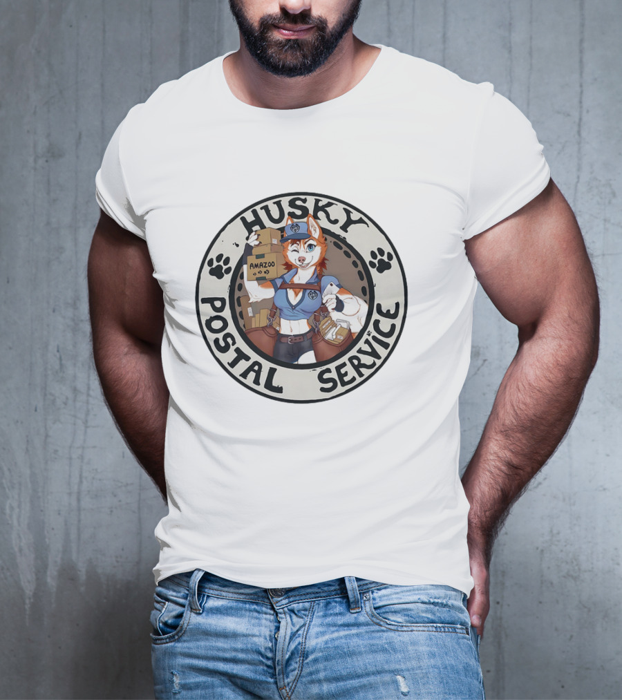Husky Postal Service Amazoo Paw Print Circle T-Shirt