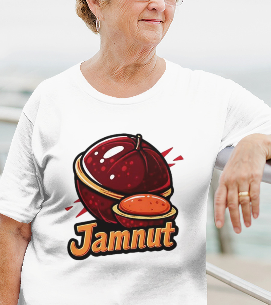 Jamnut Bold Fruit Style Text And Iconic Split Shell Nut T-Shirt