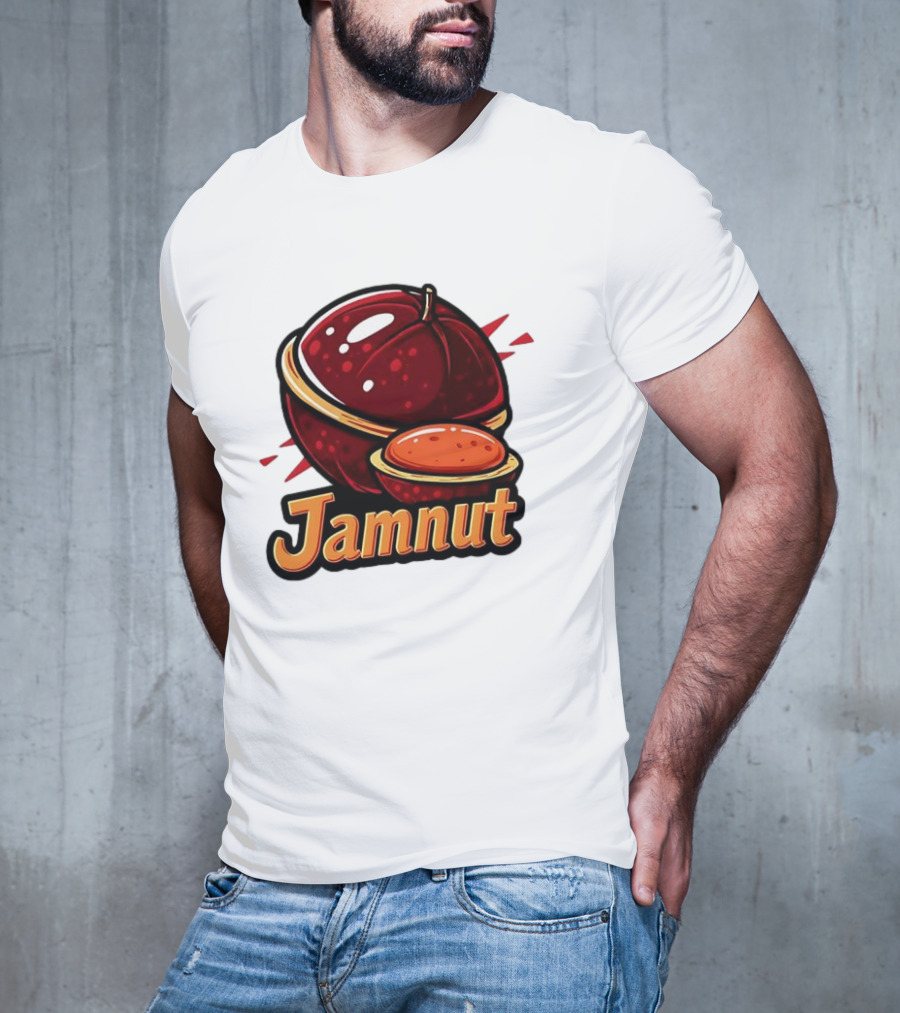 Jamnut Bold Fruit Style Text And Iconic Split Shell Nut T-Shirt
