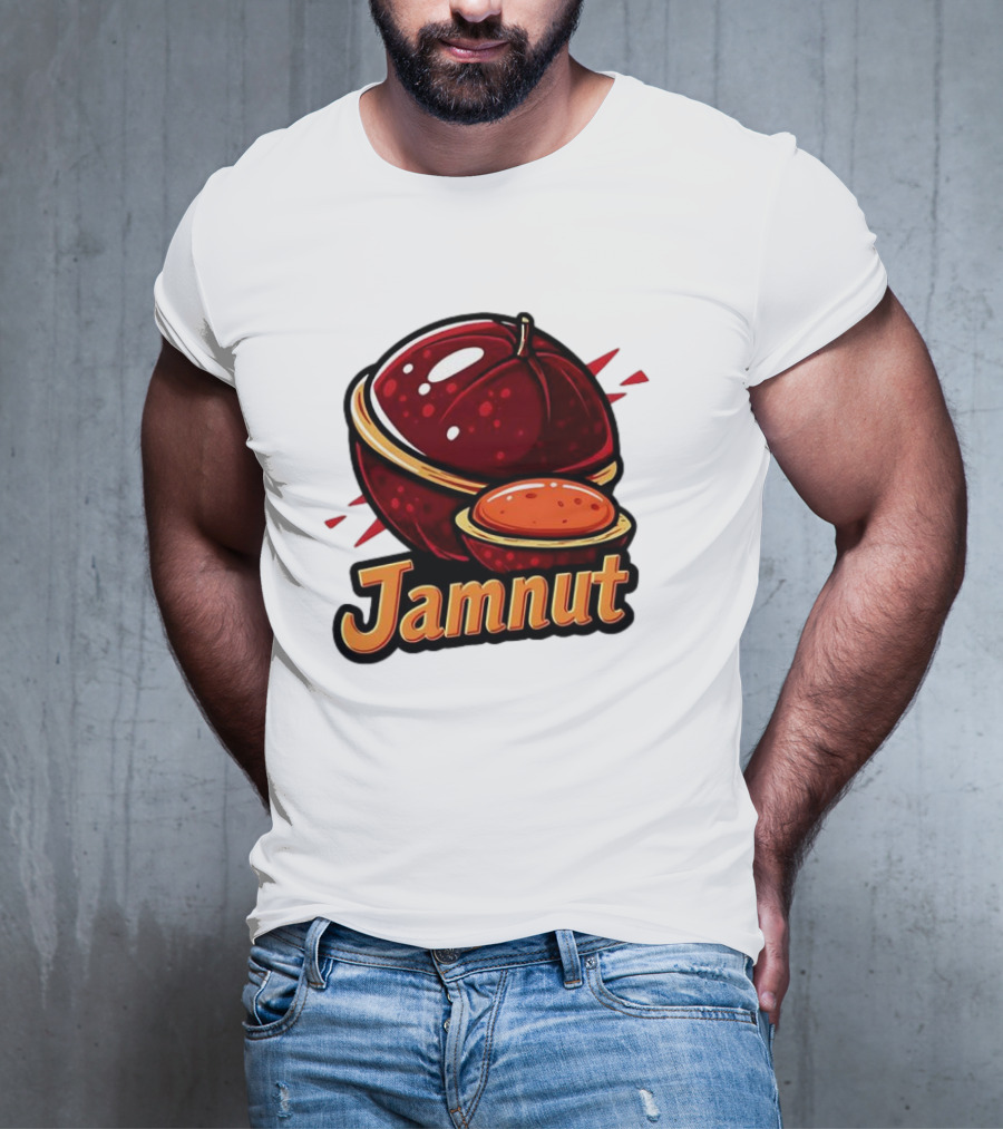 Jamnut Bold Fruit Style Text And Iconic Split Shell Nut T-Shirt