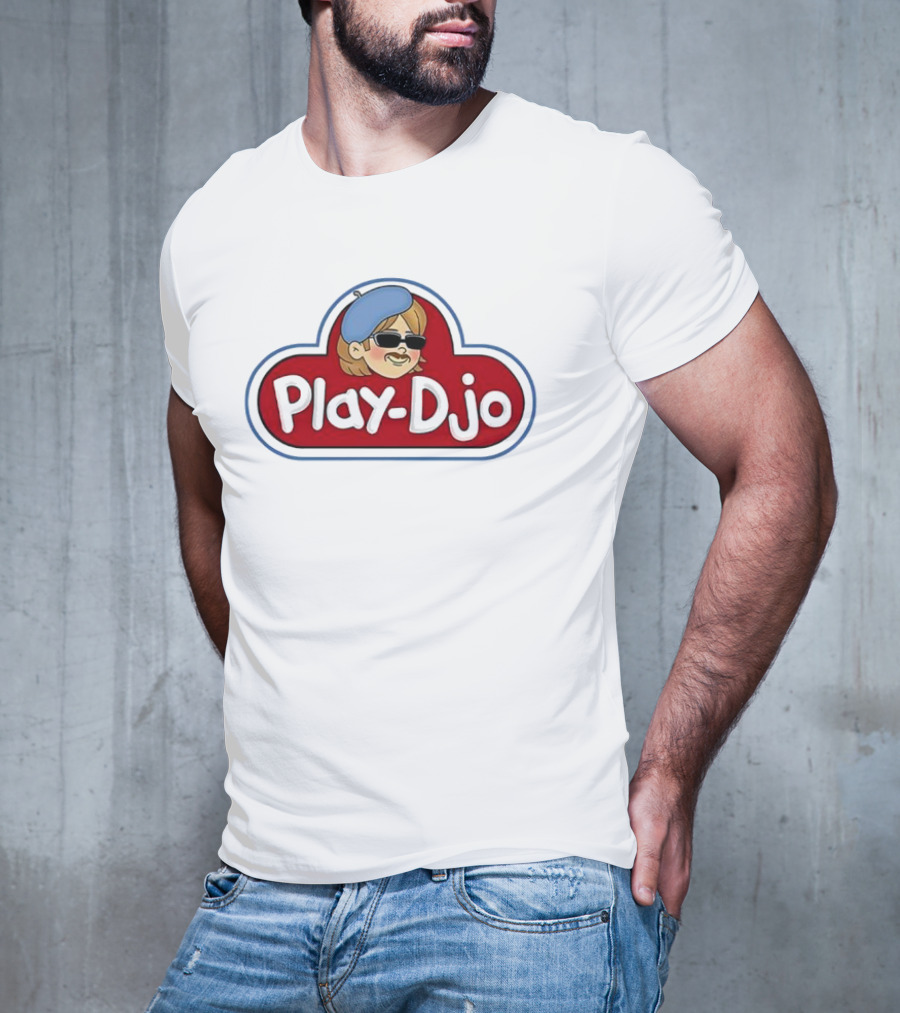 Play-Djo Joe Keery Character Illustration With Blue Beret T-Shirt
