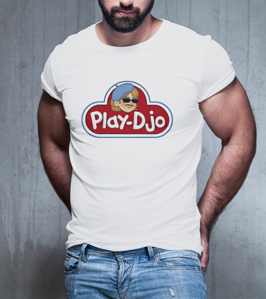 Play-Djo Joe Keery Character Illustration With Blue Beret T-Shirt