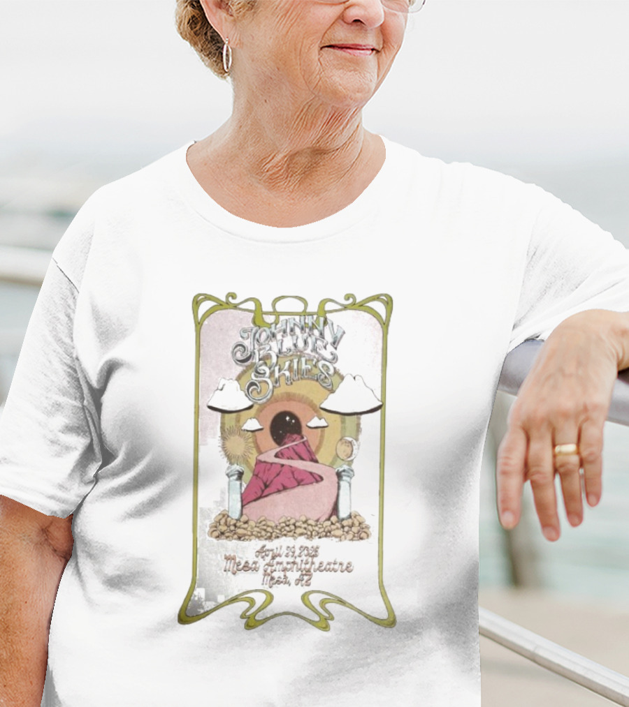Johnny Blue Skies April 29 2025 Mesa Amphitheatre Mesa AZ Artwork T-Shirt