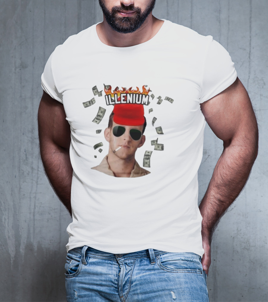 Illenium Flaming Cap Smoking Dollar Bills 2025 T-Shirt