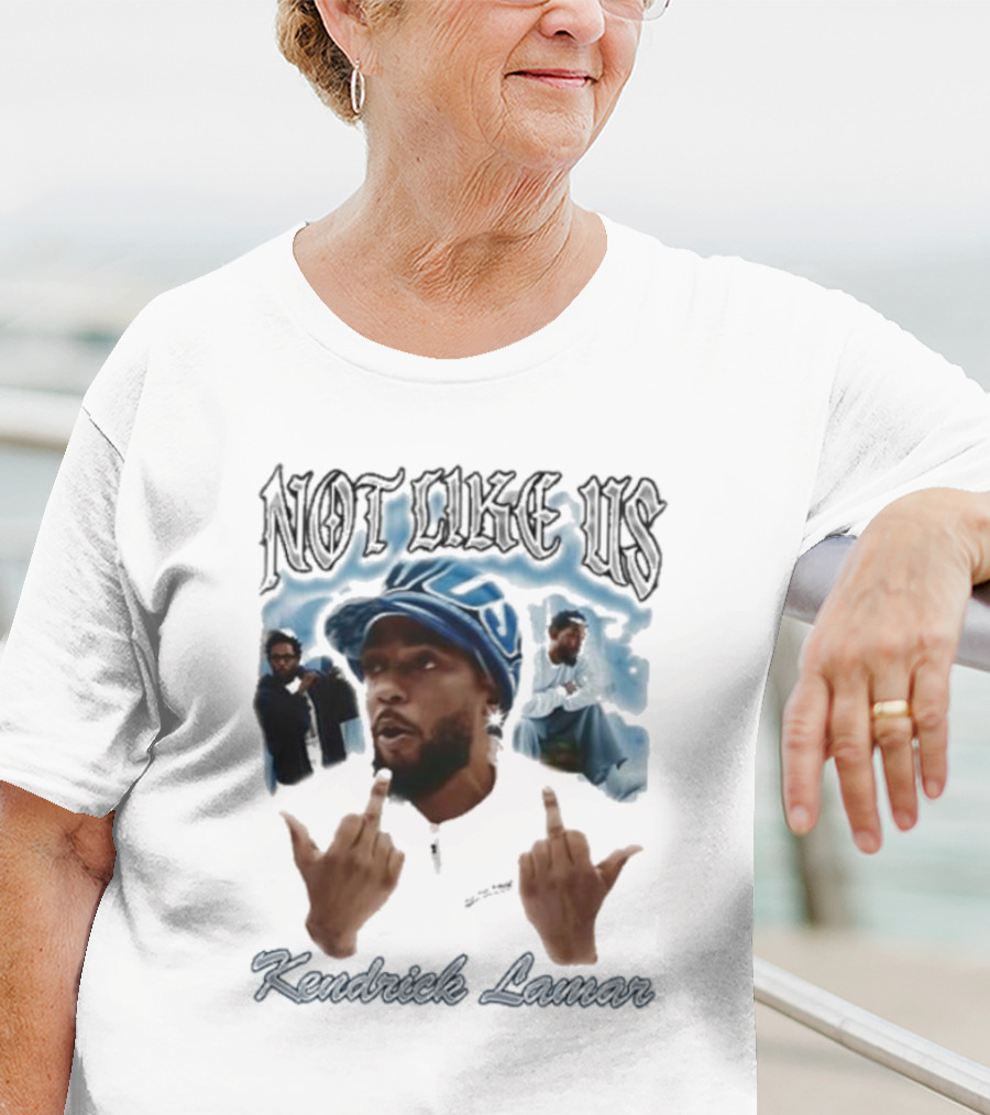 Not Like Us Kendrick Lamar Middle Finger Pose Blue Cap T-Shirt