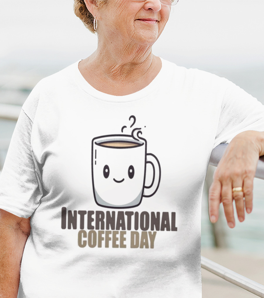 International Coffee Day Smiling Graphic T-Shirt