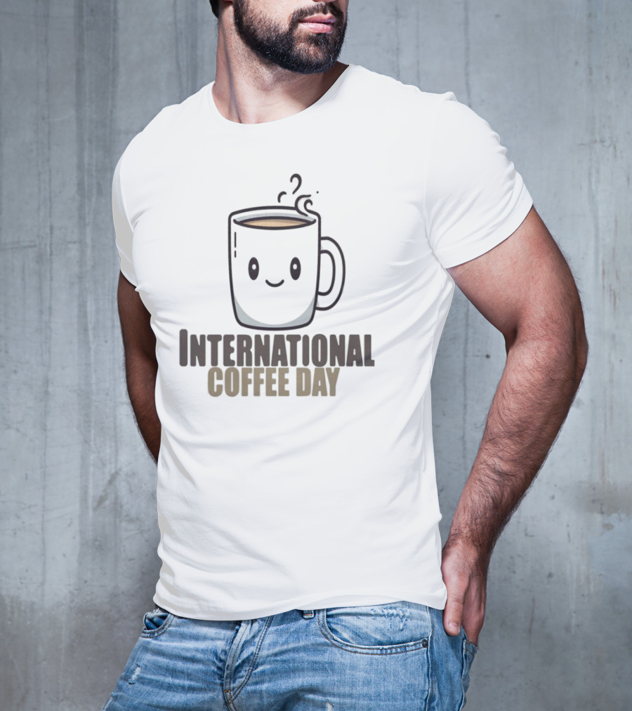 International Coffee Day Smiling Graphic T-Shirt
