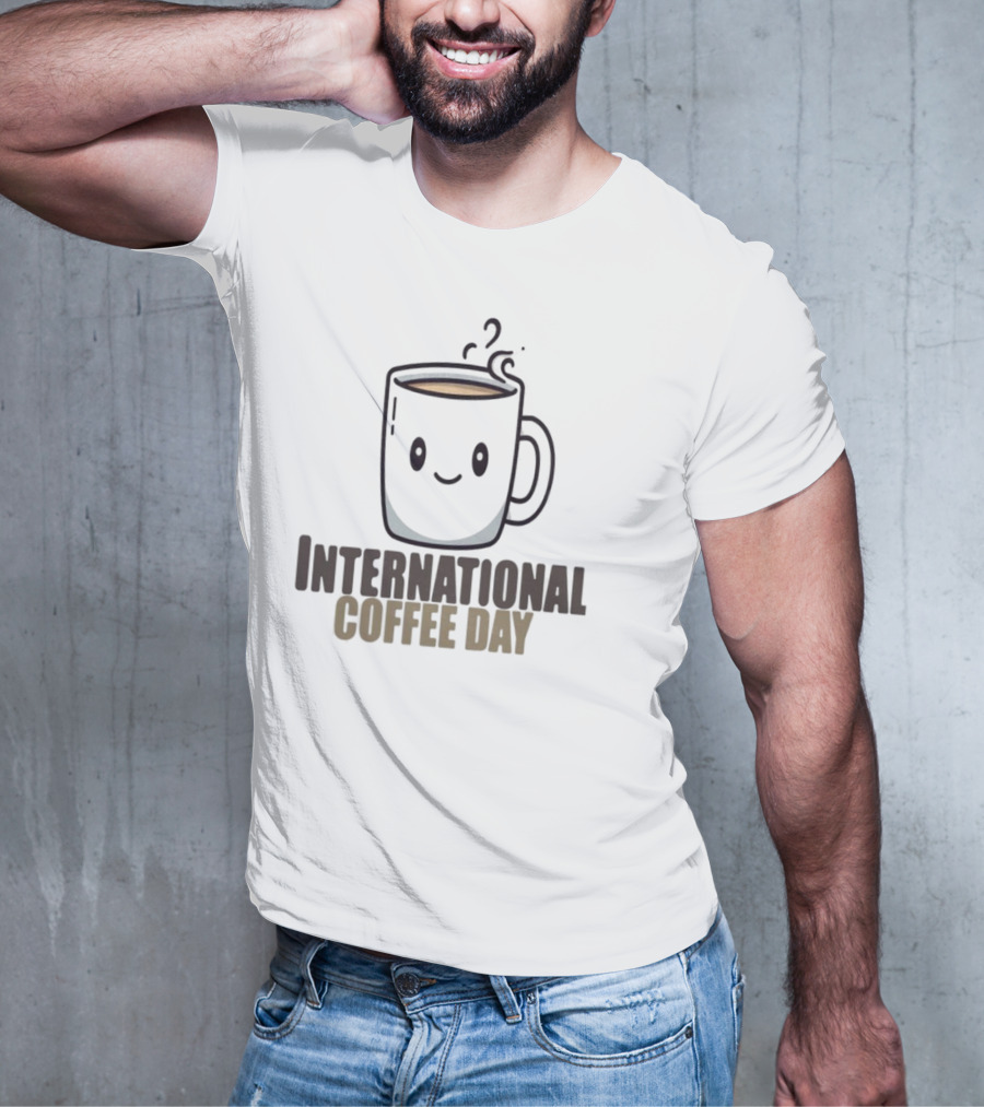 International Coffee Day Smiling Graphic T-Shirt
