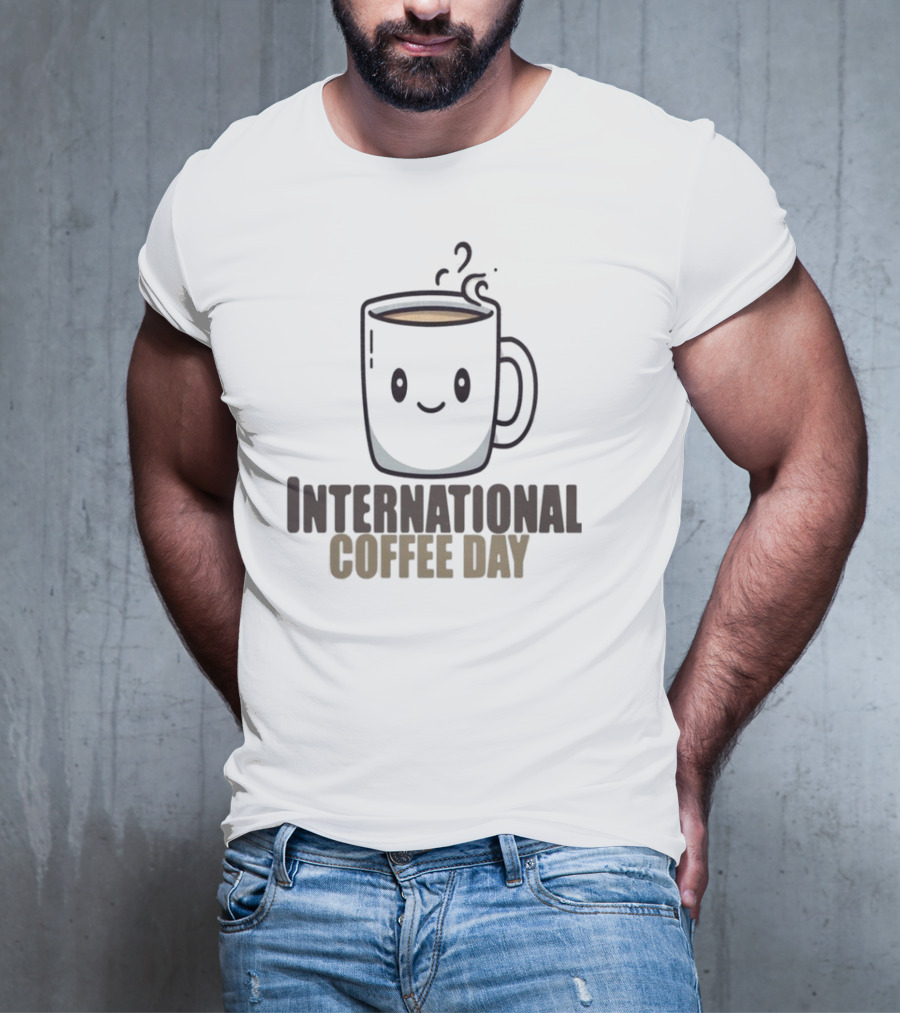 International Coffee Day Smiling Graphic T-Shirt