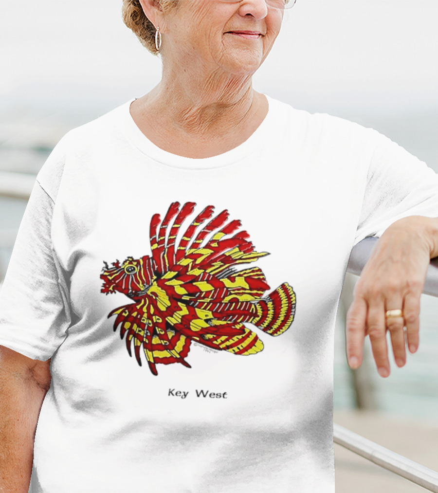 Key West Vibrant Red Yellow Lionfish T-Shirt