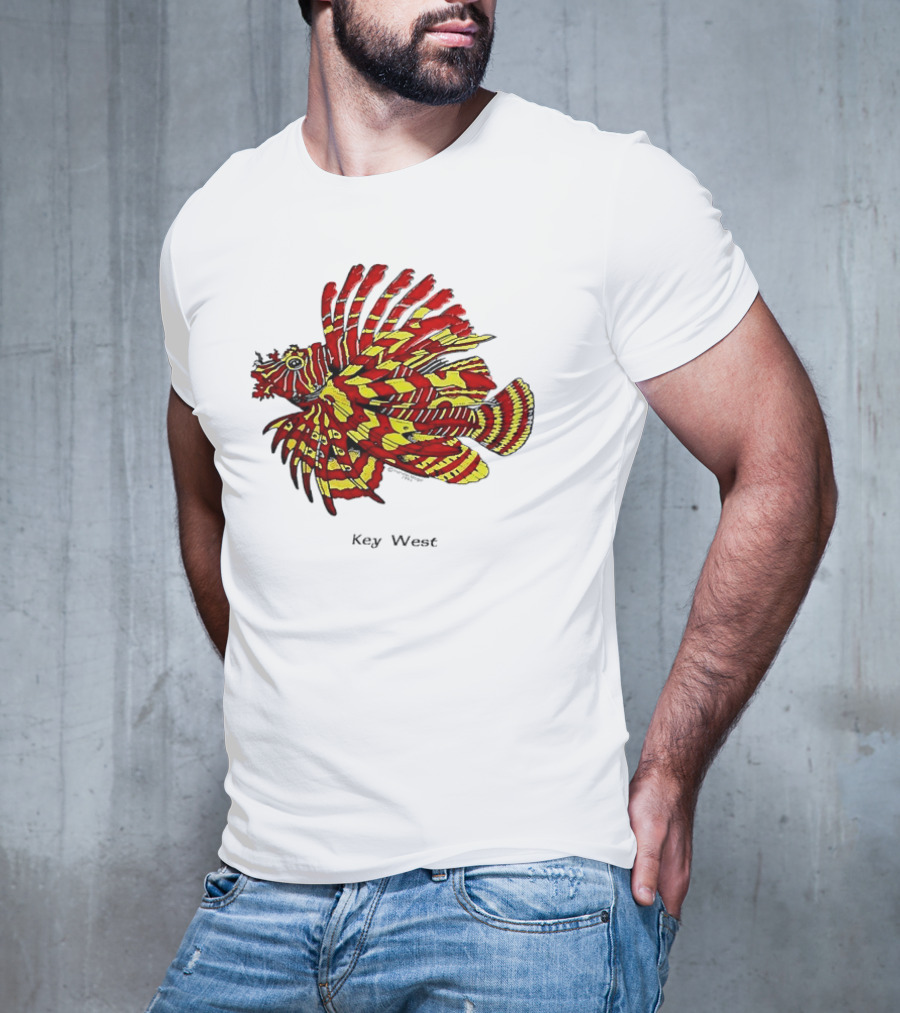 Key West Vibrant Red Yellow Lionfish T-Shirt