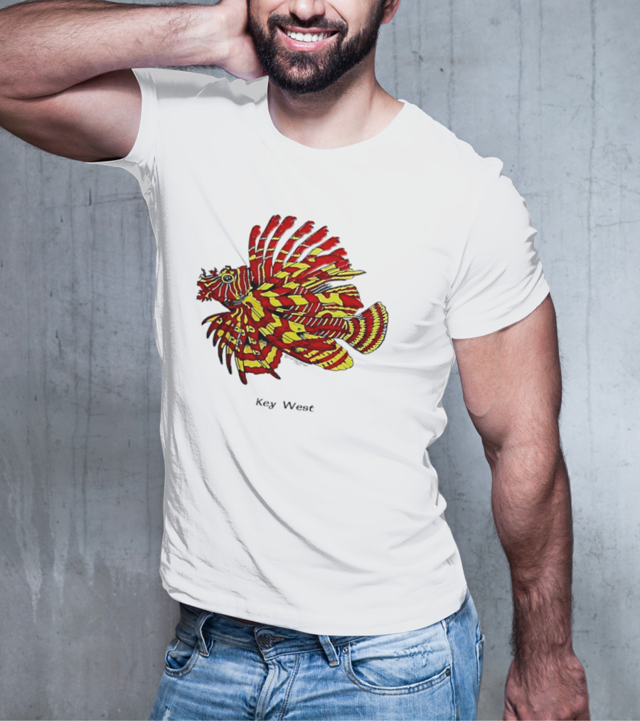 Key West Vibrant Red Yellow Lionfish T-Shirt