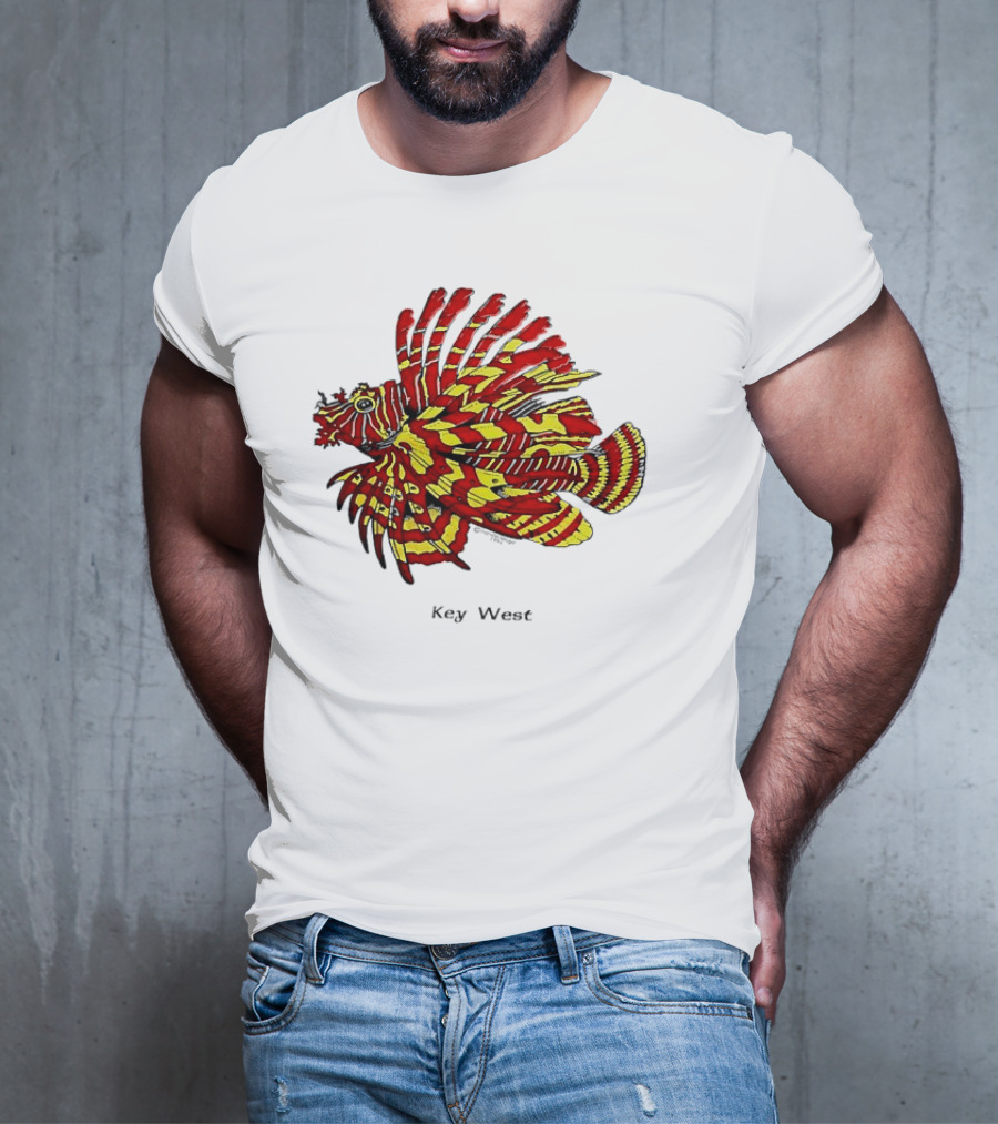 Key West Vibrant Red Yellow Lionfish T-Shirt