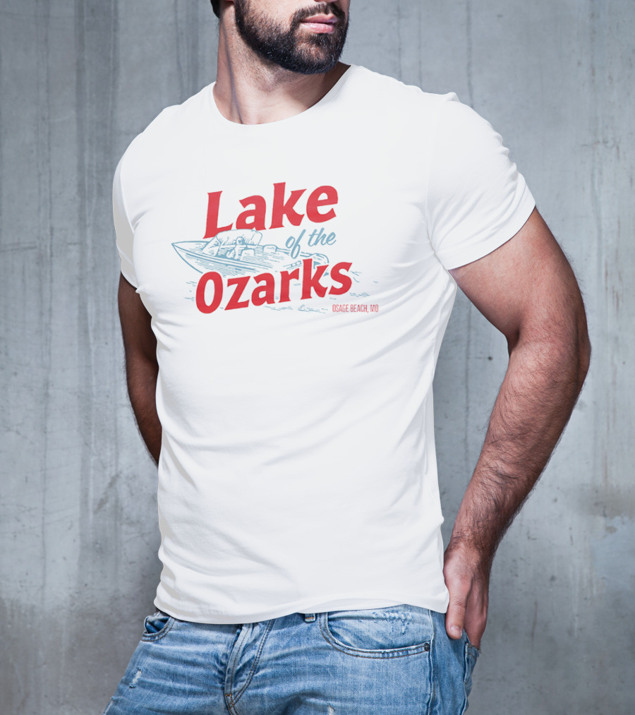 Lake Of The Ozarks Osage Beach MO Retro Boat Illustration T-Shirt