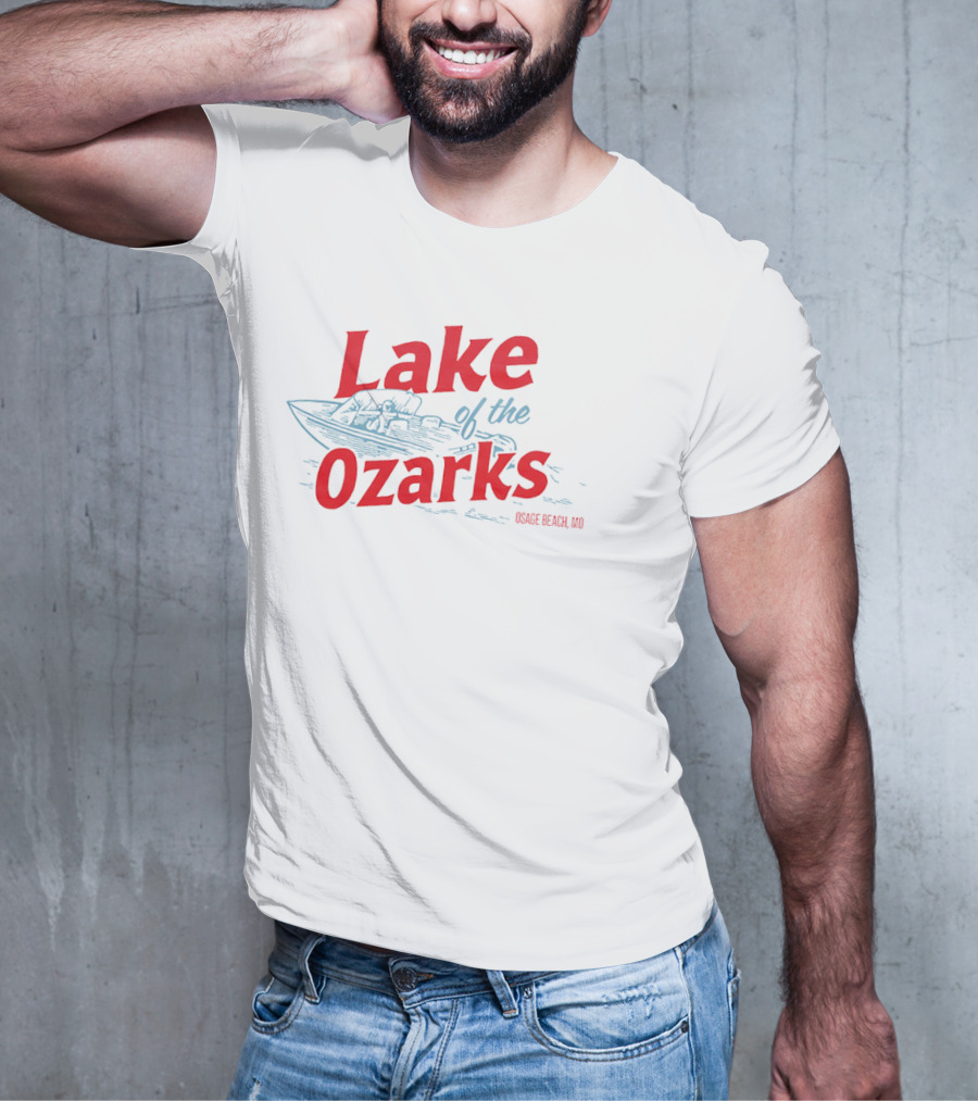 Lake Of The Ozarks Osage Beach MO Retro Boat Illustration T-Shirt