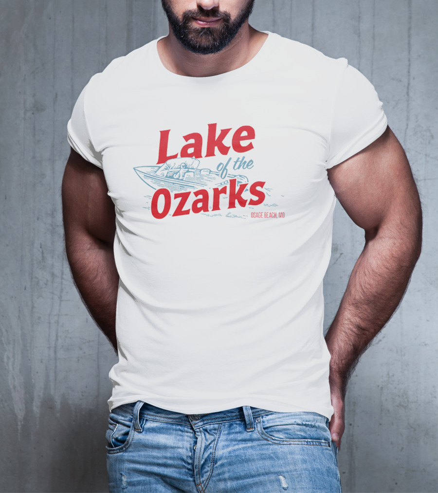 Lake Of The Ozarks Osage Beach MO Retro Boat Illustration T-Shirt