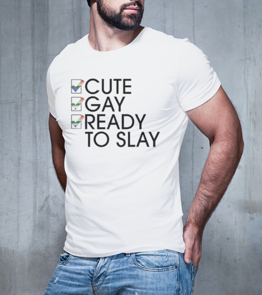 Cute Gay Ready To Slay Rainbow Checkmarks T-Shirt