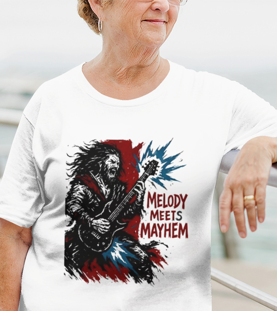 Melody Meets Mayhem Electric Red And Blue Burst T-Shirt