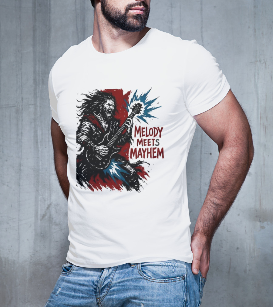 Melody Meets Mayhem Electric Red And Blue Burst T-Shirt