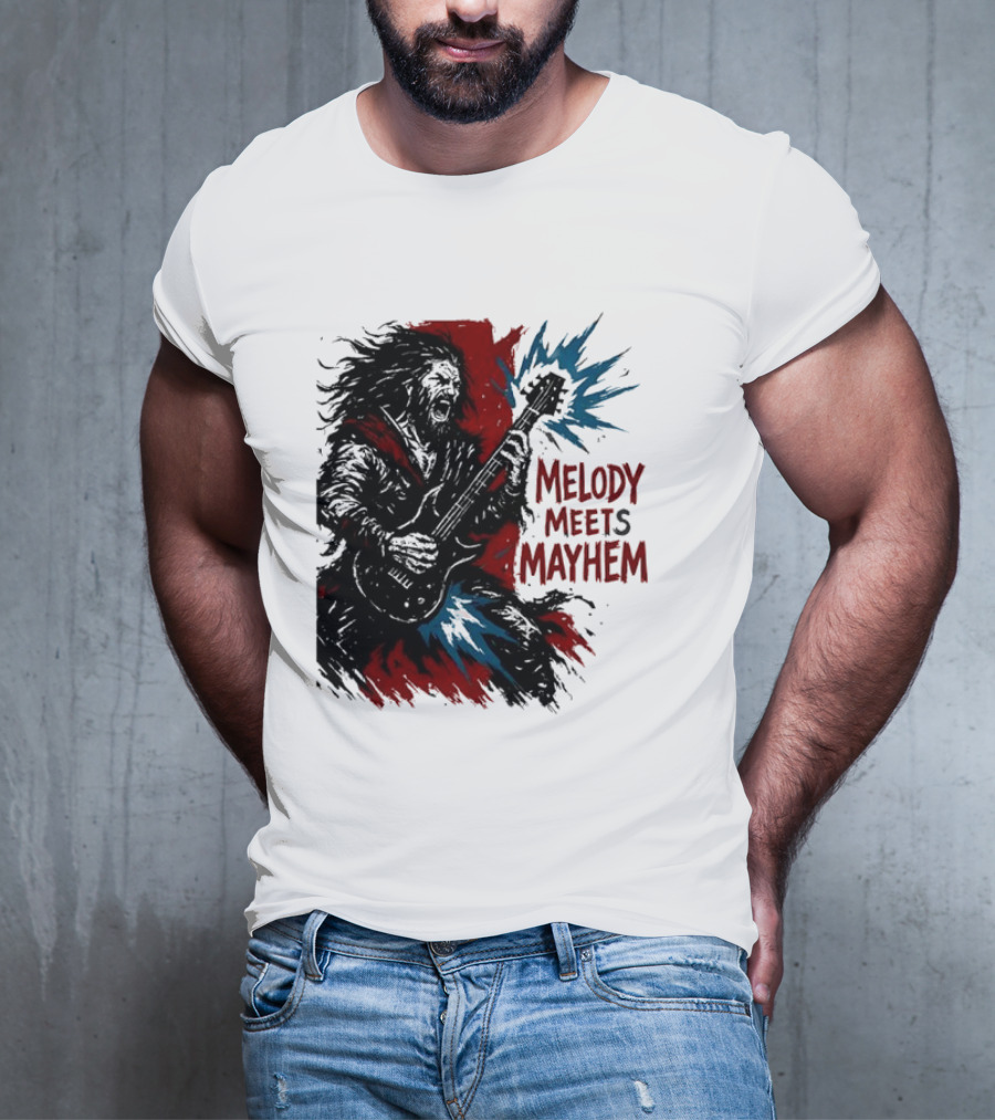 Melody Meets Mayhem Electric Red And Blue Burst T-Shirt