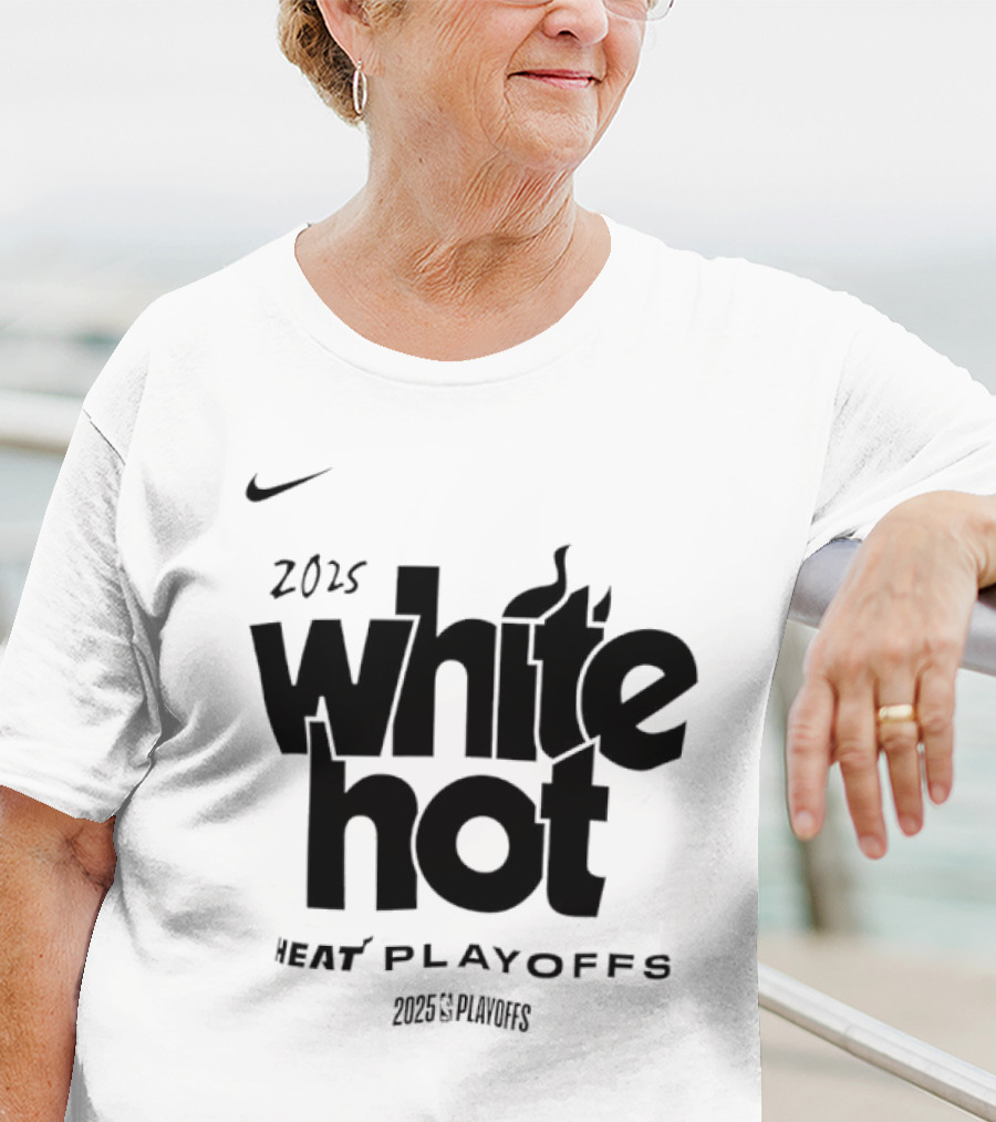 Miami Heat White Hot 2025 Playoffs NBA T-Shirt