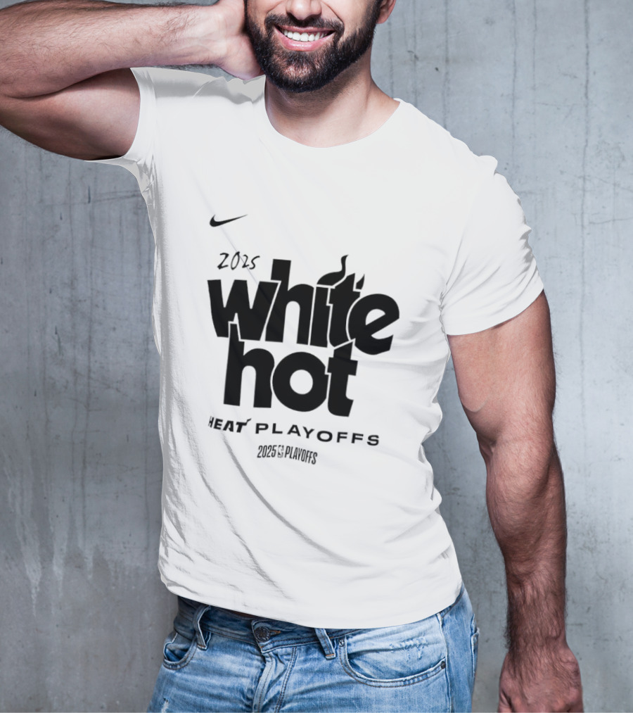 Miami Heat White Hot 2025 Playoffs NBA T-Shirt