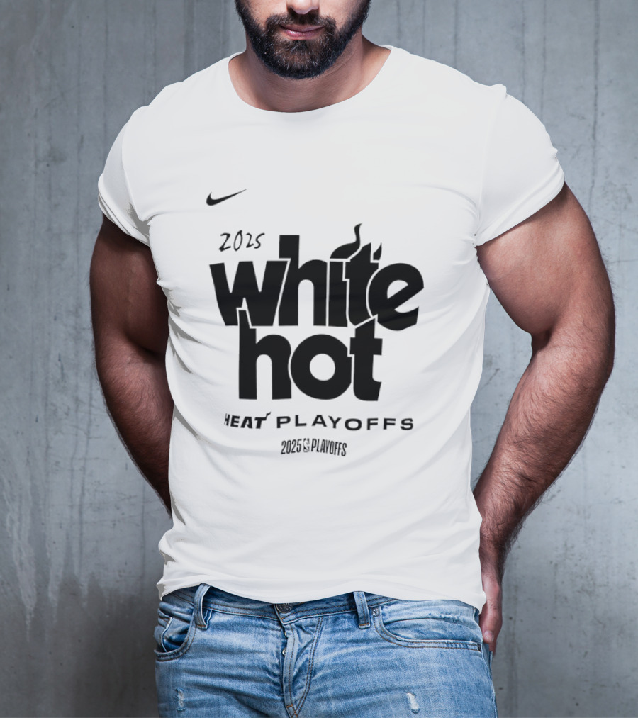 Miami Heat White Hot 2025 Playoffs NBA T-Shirt