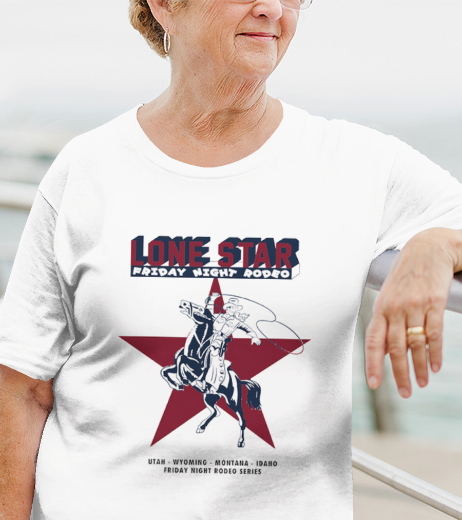 Lone Star Friday Night Rodeo Cowboy Lasso And Red Star T-Shirt