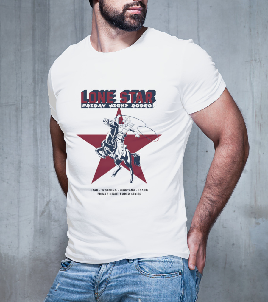 Lone Star Friday Night Rodeo Cowboy Lasso And Red Star T-Shirt