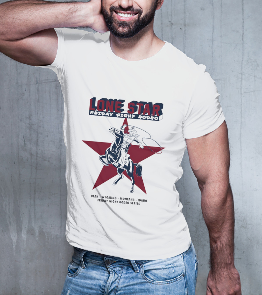 Lone Star Friday Night Rodeo Cowboy Lasso And Red Star T-Shirt
