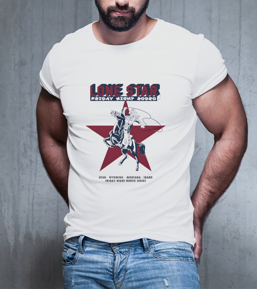 Lone Star Friday Night Rodeo Cowboy Lasso And Red Star T-Shirt