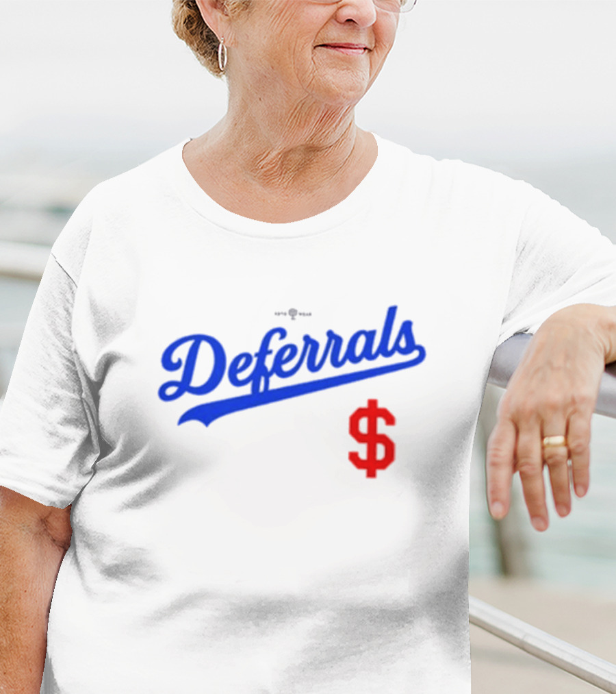 Los Angeles Dodgers Deferrals Dollar Sign Icon In Team Style T-Shirt