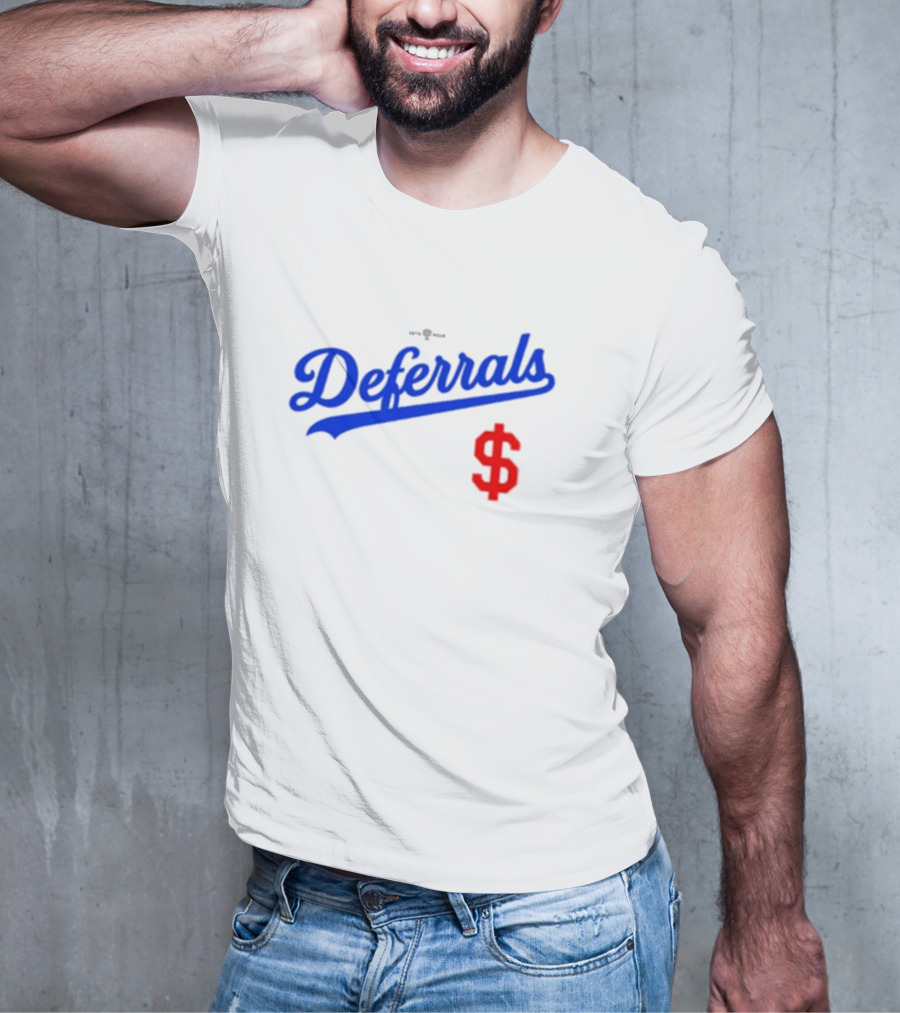 Los Angeles Dodgers Deferrals Dollar Sign Icon In Team Style T-Shirt