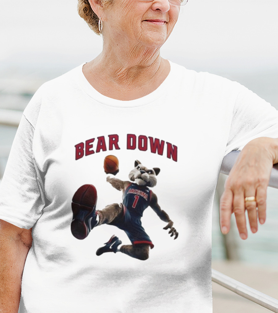 Bear Down Arizona Wildcats 2025 Mascot Basketball Action T-Shirt