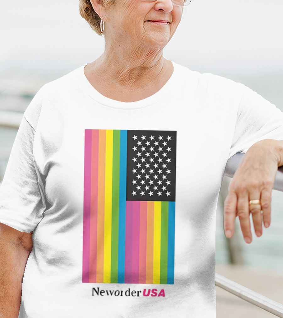 New Order USA Rainbow Flag Stars T-Shirt