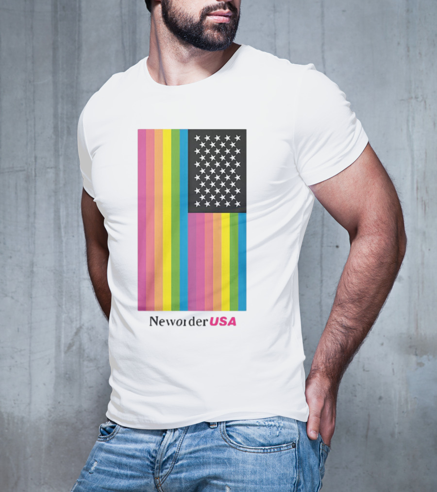 New Order USA Rainbow Flag Stars T-Shirt
