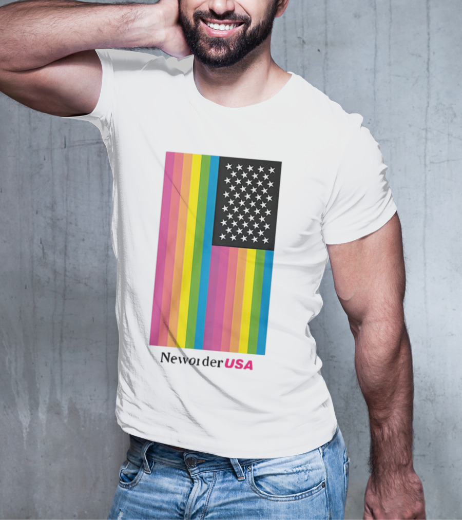 New Order USA Rainbow Flag Stars T-Shirt