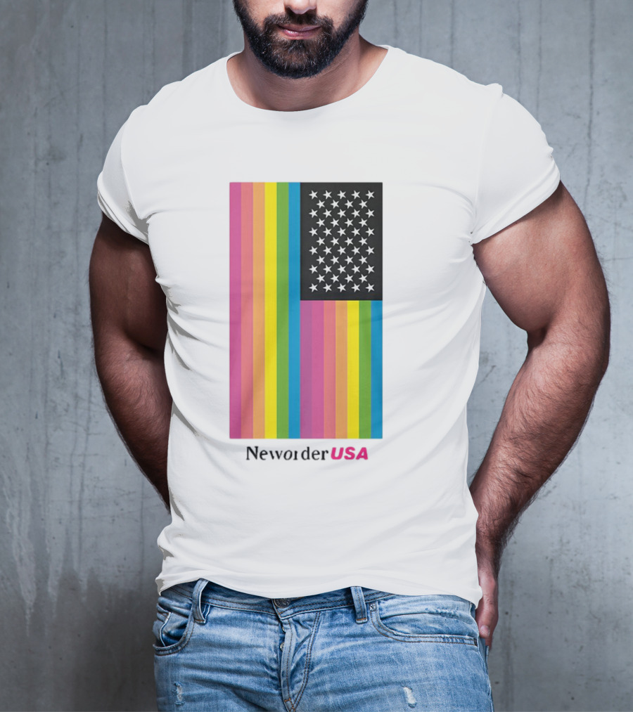 New Order USA Rainbow Flag Stars T-Shirt