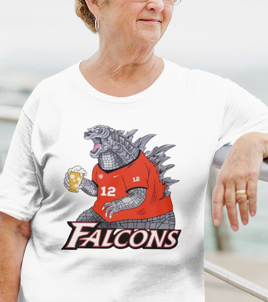 Atlanta Falcons Godzilla Monster Holding Beer T-Shirt