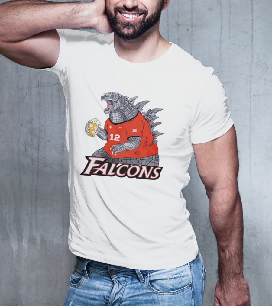 Atlanta Falcons Godzilla Monster Holding Beer T-Shirt